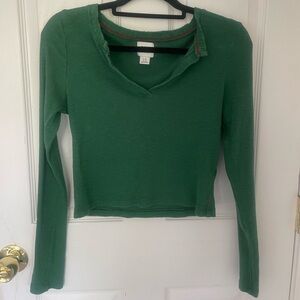 BDG Green Ribbed Long Sleeve